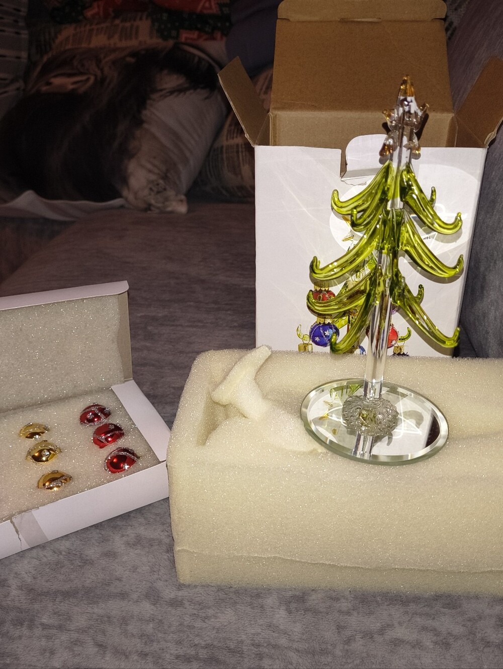 Glass Green Christmas Tree Holiday Ornament - Unbranded